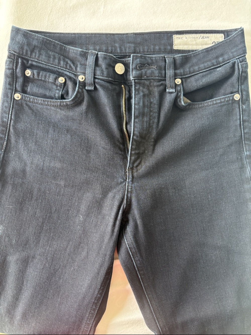 rag & bone JEAN Black Denim Waist Label - Dark Wash